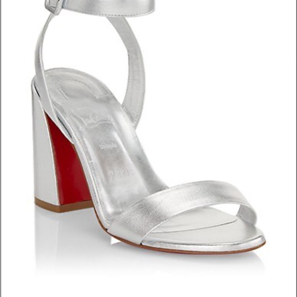 Christian Louboutin
Miss Sabina 85 Metallic Leather Ankle Strap Sandals
